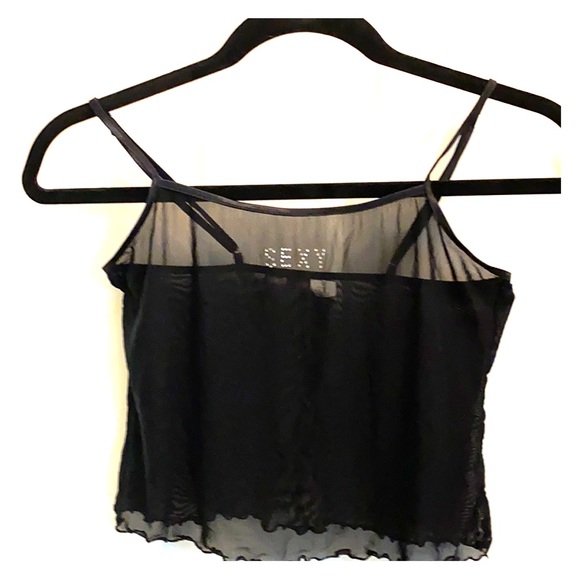 Black Sheer Rhinestones CROP Top “SEXY “NWOT. - Picture 4 of 8